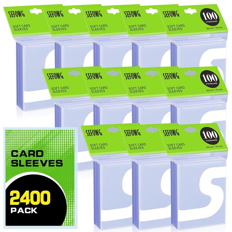 SEFOWG 2400ct Card Sleeves, Clear Penny Sleeves for Trading Cards, Sports Card Sleeve, Baseball Card Sleeve, Ultra Soft Plastic Card Protector Sleeve for Football, MTG, PKM, Game, Standard Cards - Image 1